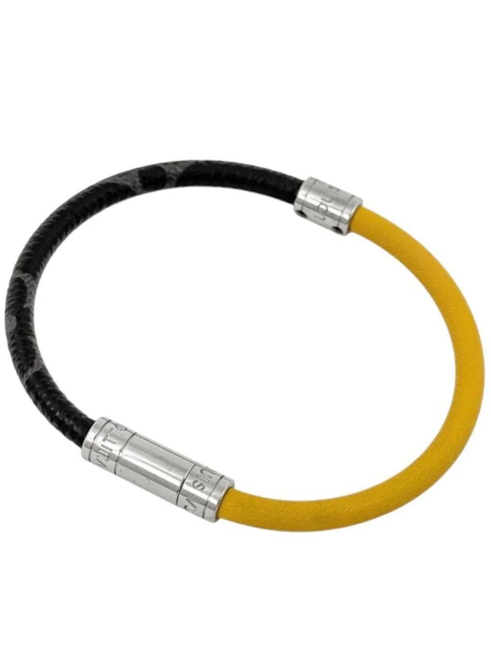 Louis Vuitton Bracelet Neo Split Monogram Eclipse Taiga Black Yellow